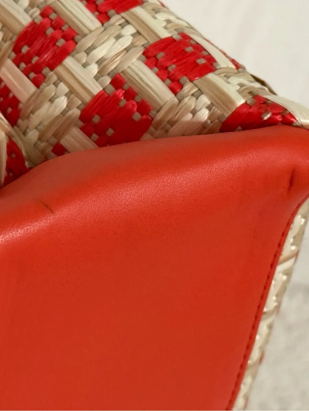 kate spade Red and Cream Woven Turn-Lock Shoulder Bag
